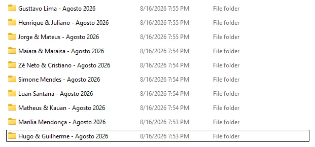 Pasta de sertanejo do pack